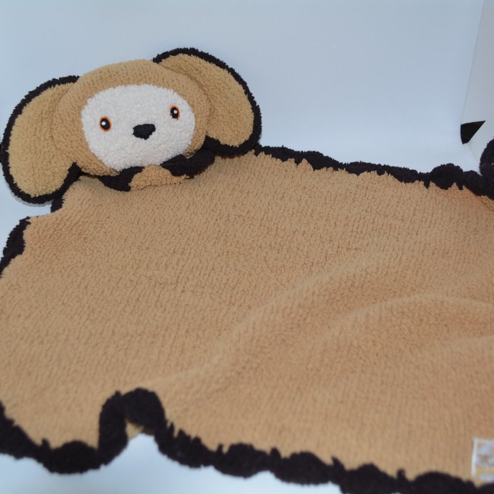 Kashwere Plush Puppy Dog Lovey Baby Security Blanket Snuggle Toy Tan Brown 19"
